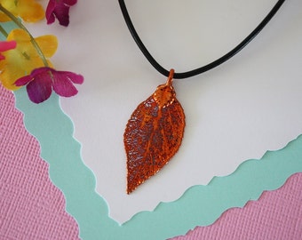 Copper Evergreen Leaf, Real Leaf, Evergreen Leaf, Copper Leaf , Real Leaf Necklace, LL83