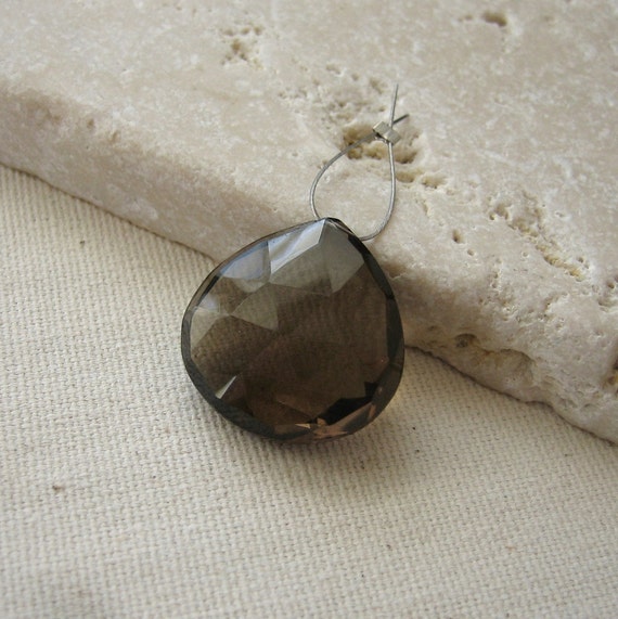 Large Chocolate Quartz Faceted Heart Bead 20.25x19.5mm