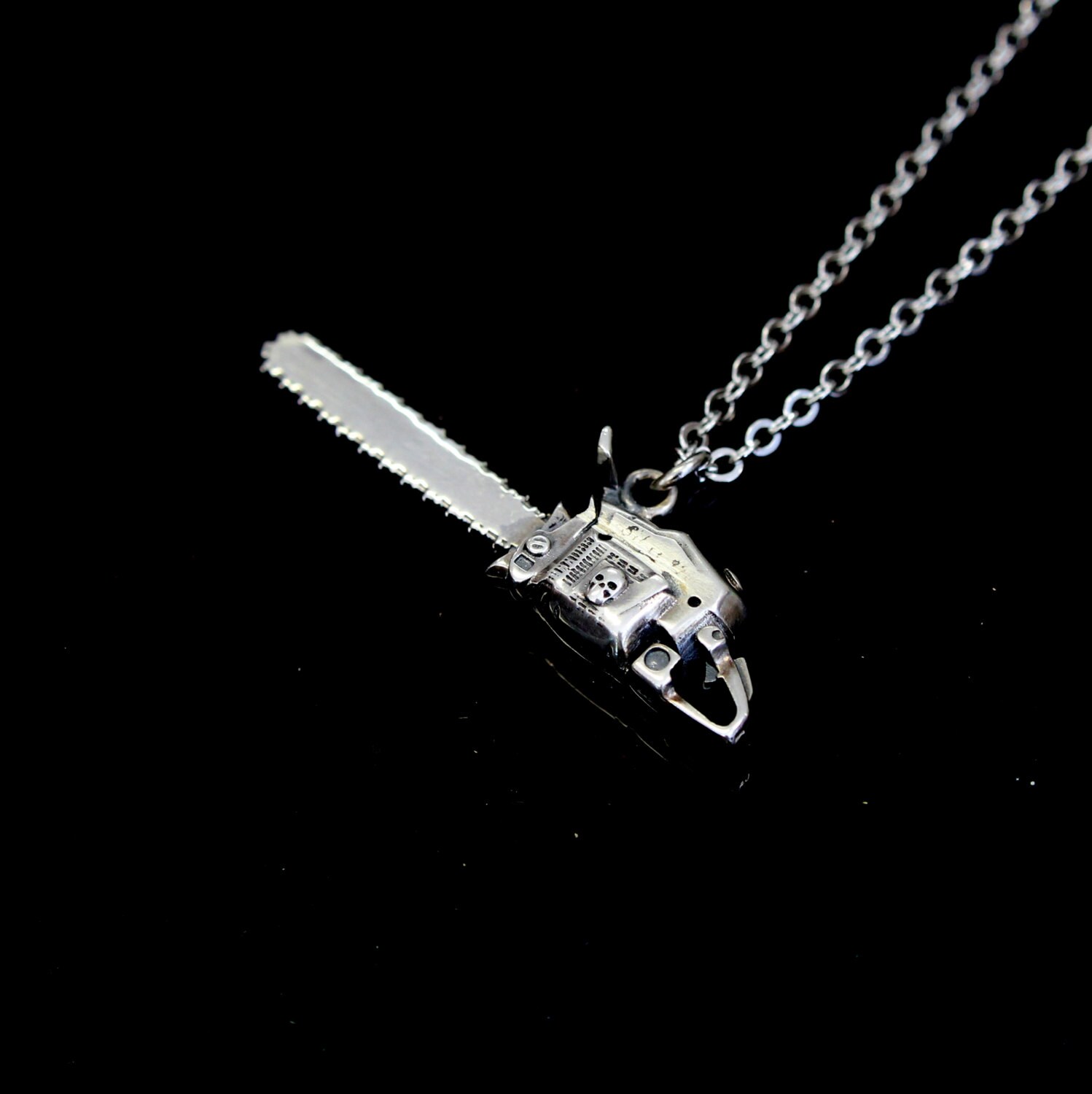 Chainsaw Necklace Sterling Silver Chainsaw Pendant Necklace