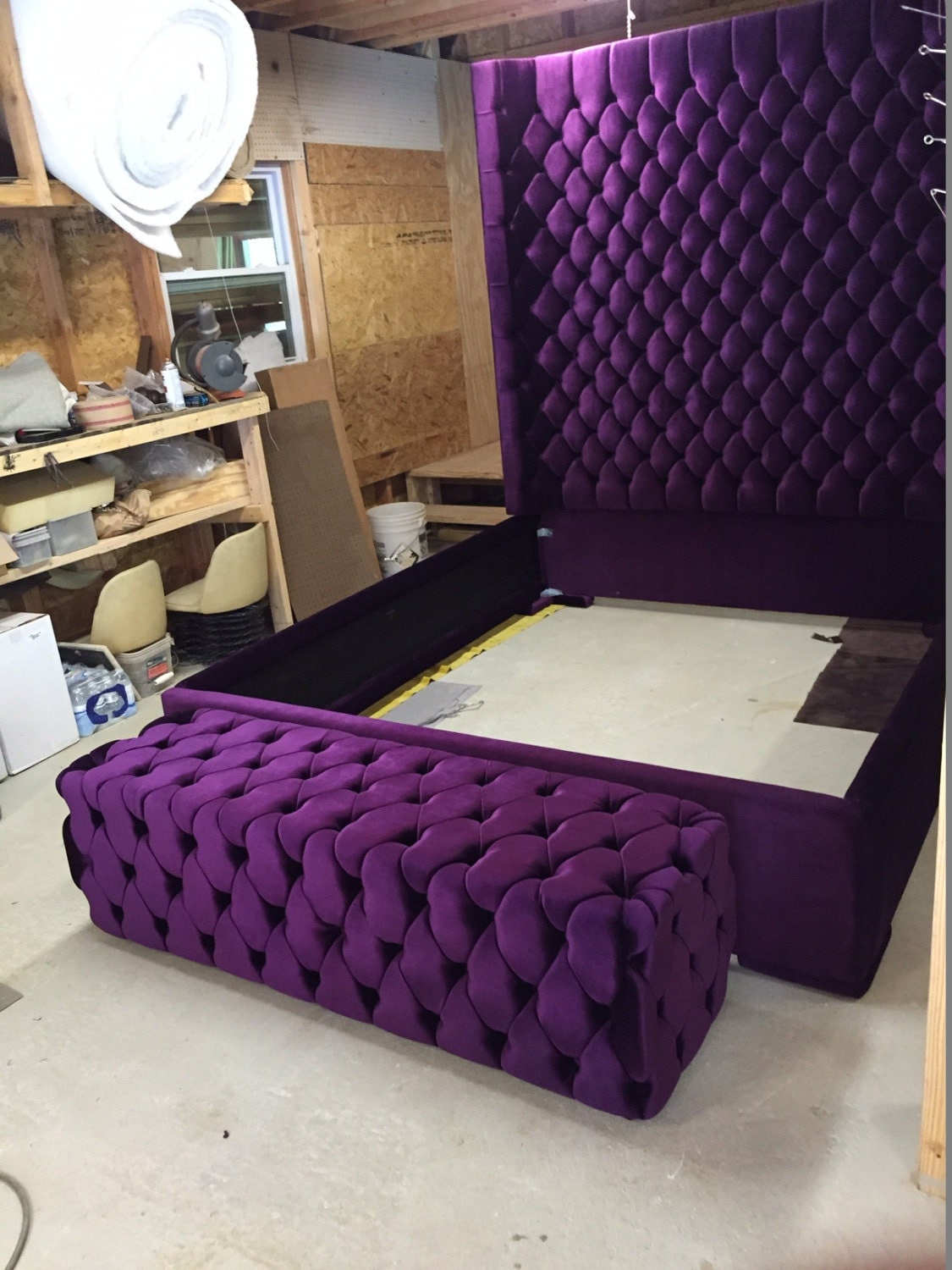 wingback tufted bed king size queen size full size wing back