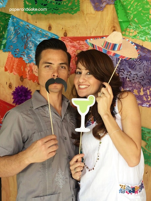 Cinco de Mayo Fiesta Printable PHOTO BOOTH PROPS Sombrero, Tequila, Margaritas - Editable Text >> Instant Download << Paper and Cake Il_570xn