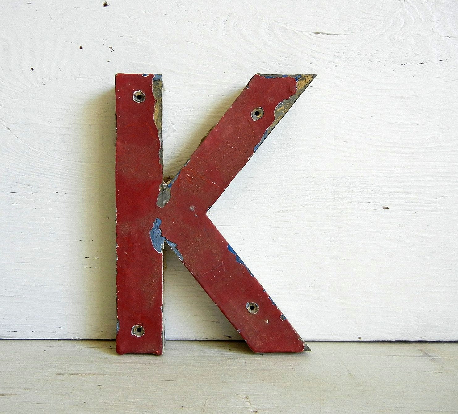 Letter K Metal Letter Signage Chippy Paint Monogram