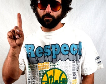 Vintage 1990s Seattle Supersonics Sonics NBA Tee Shirt Respect Tshirt