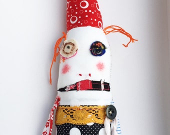 Clown Art Doll - Clown Softie - Creature Doll - Circus Doll - Strange Clown Doll - Clown Rag Doll - Odd Strange Doll - Fantasy Creature Doll