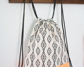 Neon and Aztec Drawstring Backpack, Summer Camp Gym Backpack, Aztec Triangle Summer Backpack, Bag, Purse, Kids Carry-All