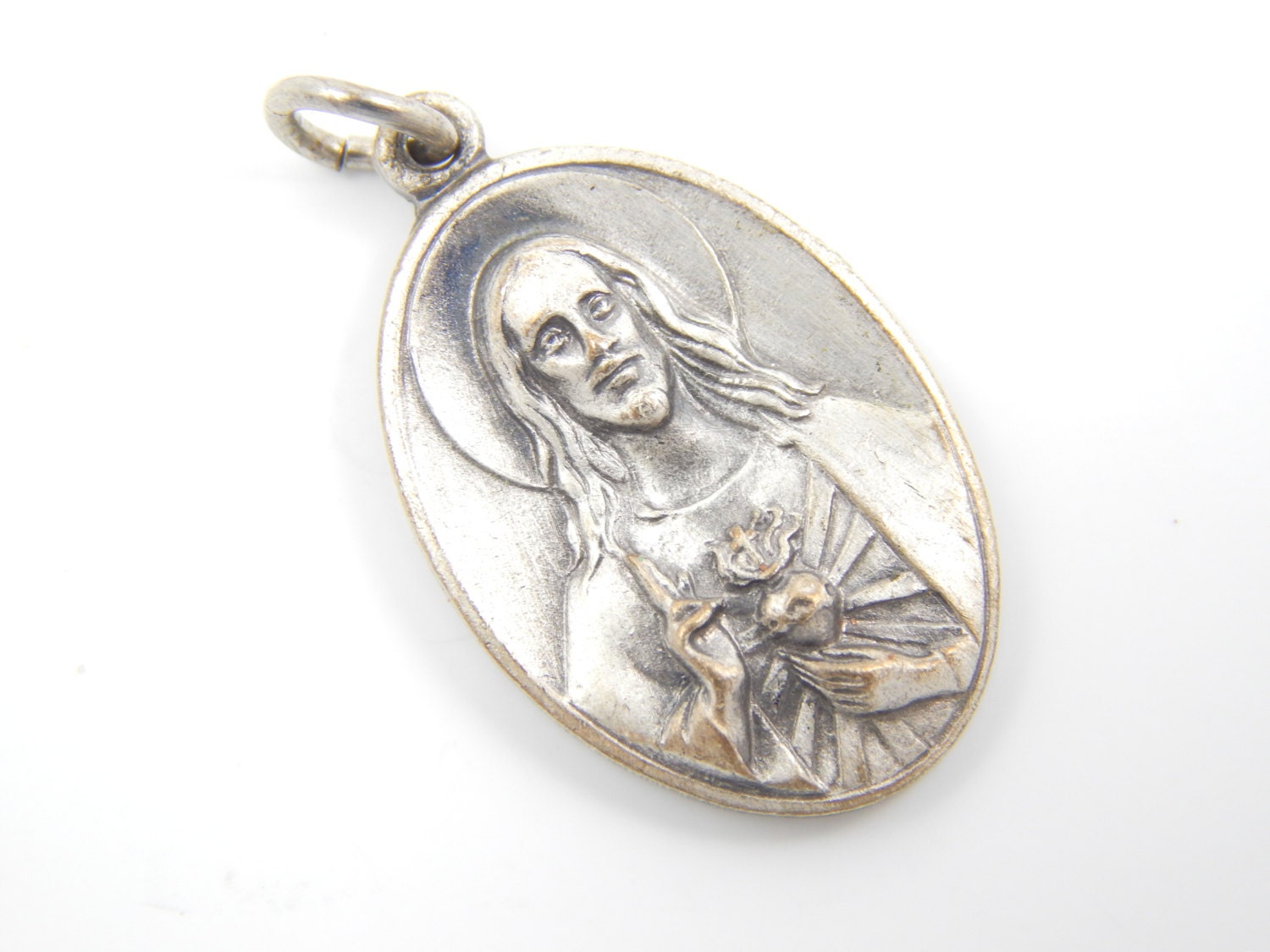 Vintage Sacred Heart of Jesus – Our Lady of Mount Carmel Catholic Medal ...