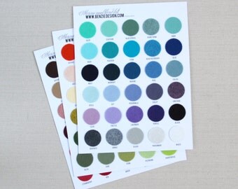 Felt Swatch Chart // Benzie // Wool Blend Felt, Color Chart, Fabric Swatches, Color Chart, Felt Swatches, Wool Fabric Samples, Merino Wool