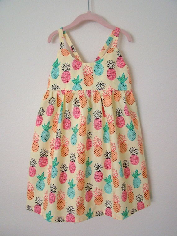 Baby, Toddler, Girls Summer Sundress- Yellow Pineapple Print