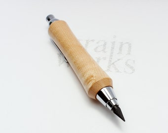 Handcrafted Artist / Workshop Sketch Pencil - Bird's Eye Maple with Chrome Accents (5.6mm Lead)