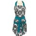 Classic Apron, retro Black and White Damask Apron, Teal Ties, matching pockets, cute apron for women, bridal shower gift, sexy kitchen apron