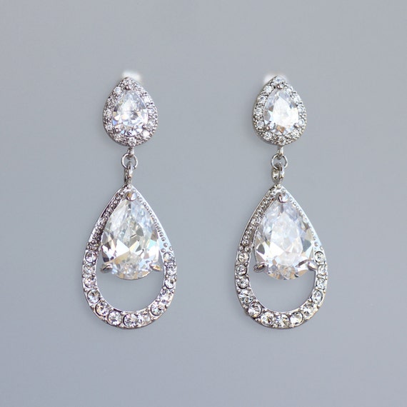 Bridal Chandelier Earrings CLIP ON Earring Option Crystal