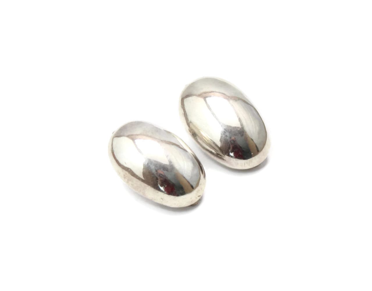 Vintage Sterling Silver Clip On Earrings Oval Shaped
