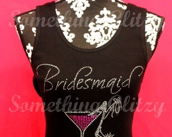 Bridesmaid Script bling Tank, Bridesmaid Bling Tee, Bridesmaid Rhinestone Shirt, Bridesmaid Bling shirt, Bridesmaid tank, Team Bride, Bride