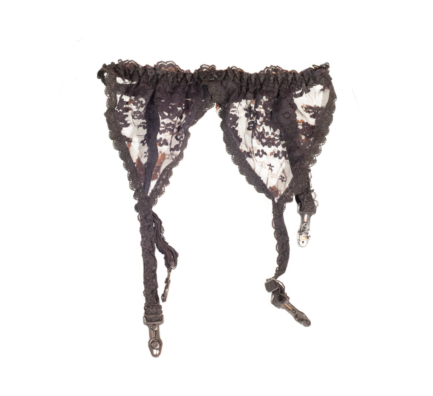 Vintage Black Floral Lace Suspender Belt. Waist Circumference: 19 – 25 ...