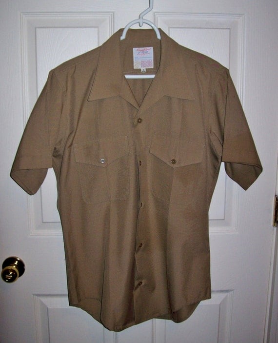 Vintage USMC Marine Corps Military Khaki Uniform Shirt Medium