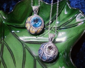 Polymer Clay Pendant Glow in the Dark Jewellery Customizable Choose your Colours Crystal Crescent Moon Pendant