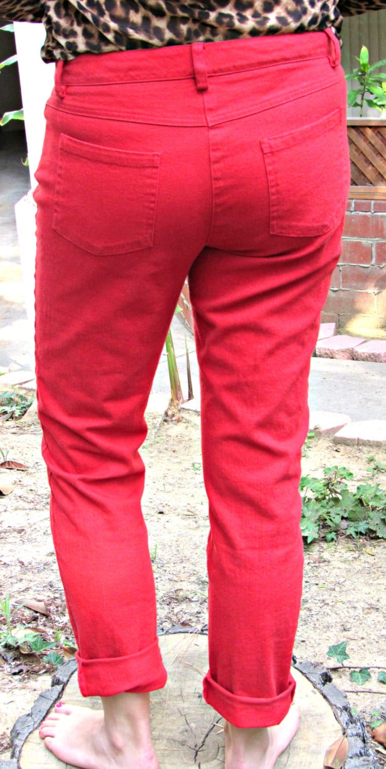 70s Red Skinny Jeans Elliott Lauren SZ 6