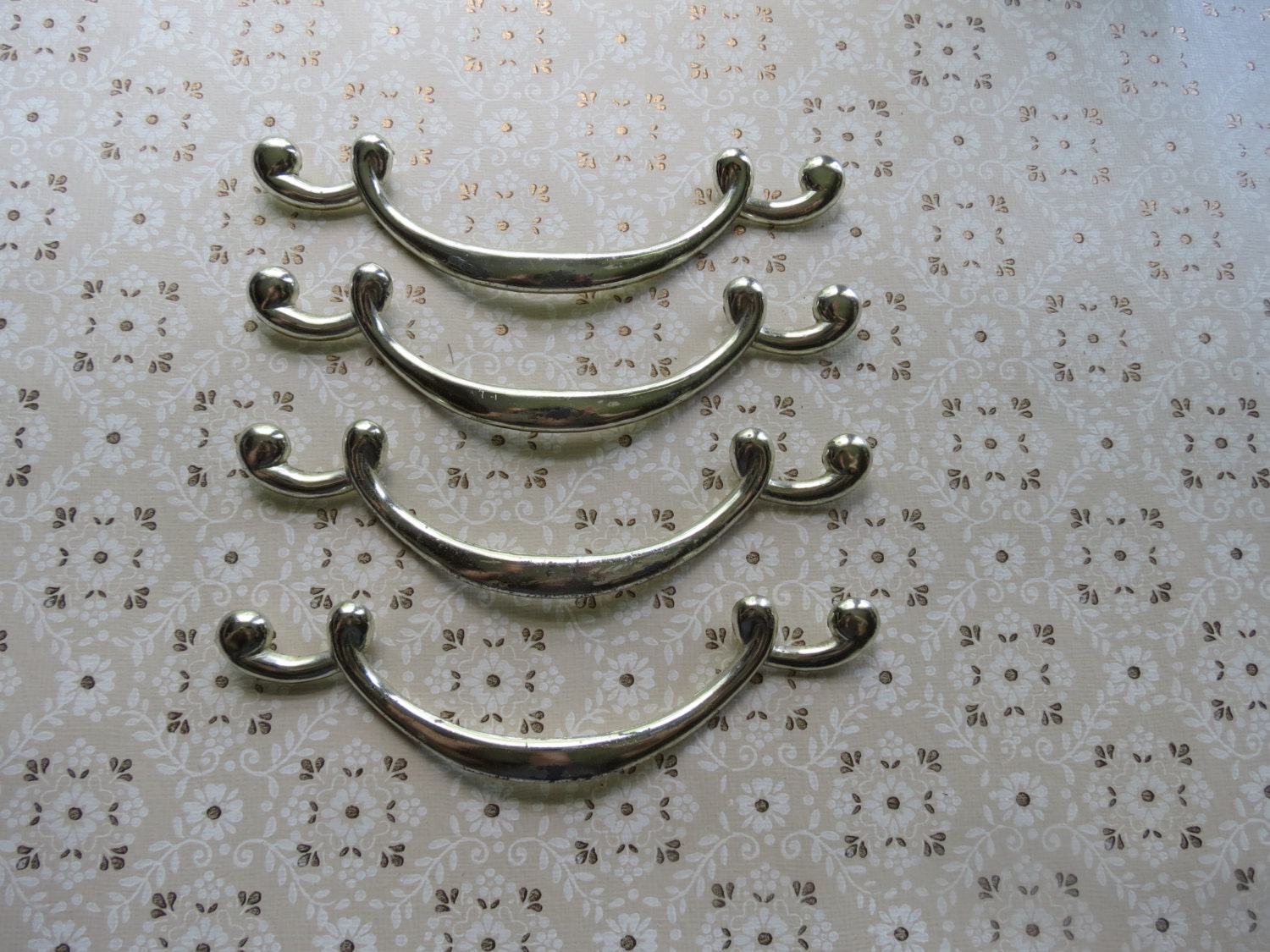 Art Deco Drawer Pulls // Set of Four Vintage Antique Salvaged