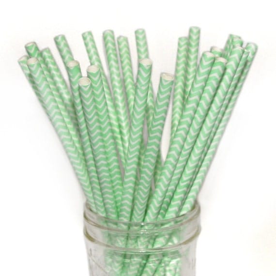 Chevron Paper Straws, Mint Green, Teal, Aqua Chevron Paper Straws Il_570xn