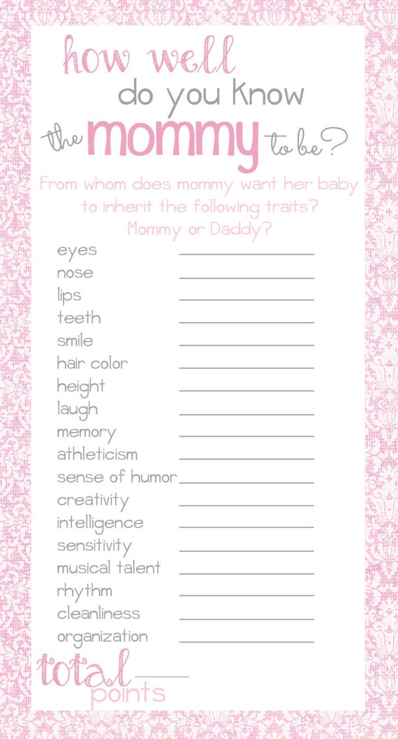 do how and well daddy you mommy game baby shower know Pink Mommy/Baby    Well Game Baby Do  Shower Know  You How  Traits