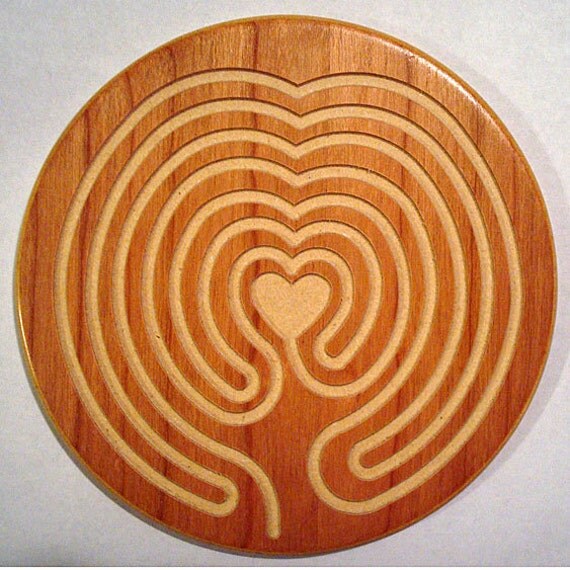 Finger Labyrinth Heart of Peace Wooden Labyrinth