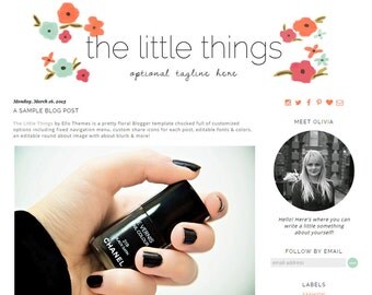 Premade Blogger Template - The Little Things Responsive Blogger - Instant Download