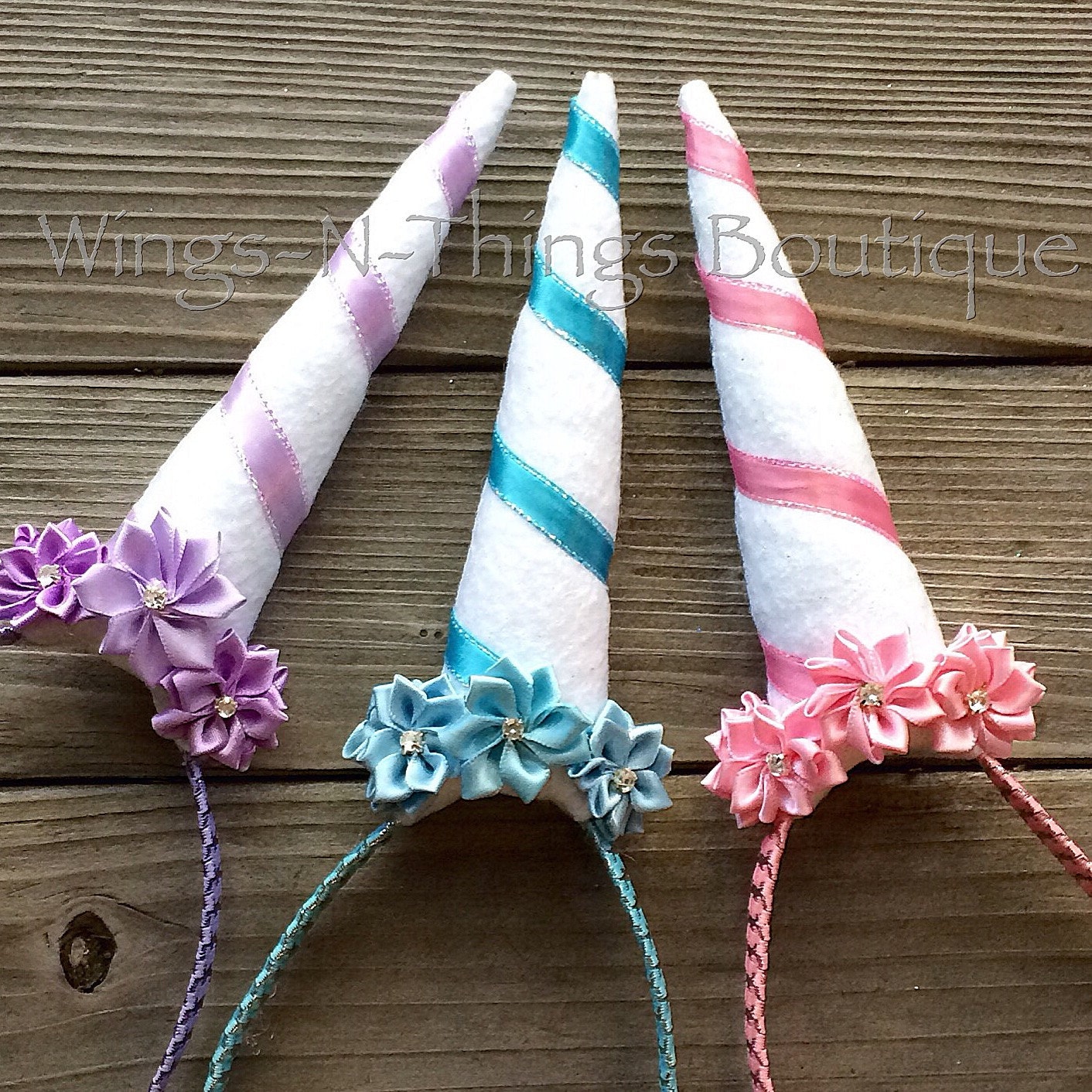 UNICORN HEADBANDS PARTY Packs 3pc Set Pink Teal Blue
