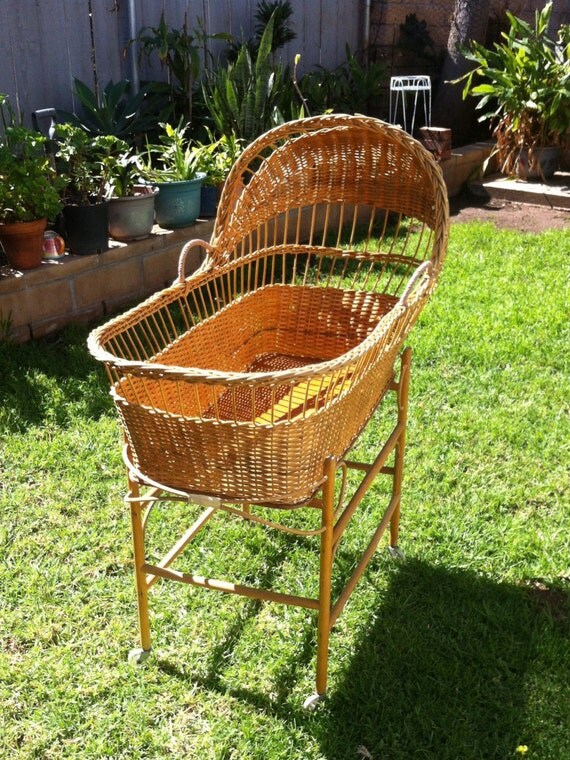 Vintage Wicker Baby w/stand and wheels by PortOfBerenike