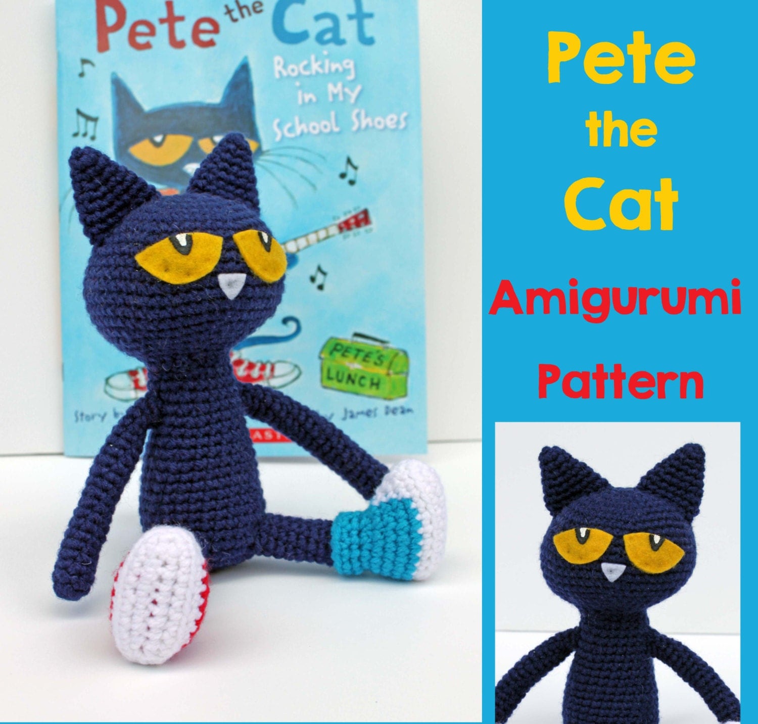 Crochet Pattern Pete the Cat by MilesofCrochet on Etsy