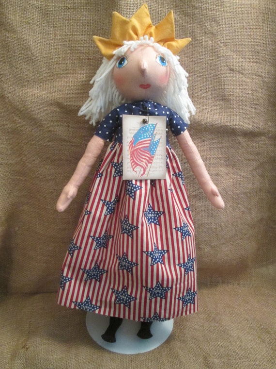 Lady Liberty Primitive Folk Art Doll