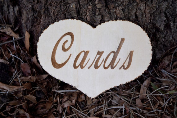Cards Heart - Wedding Card Box - Cards Display - Cards Sign - Laser Engraved - Card Sign - Wedding Cards Sign by CountryBarnBabe