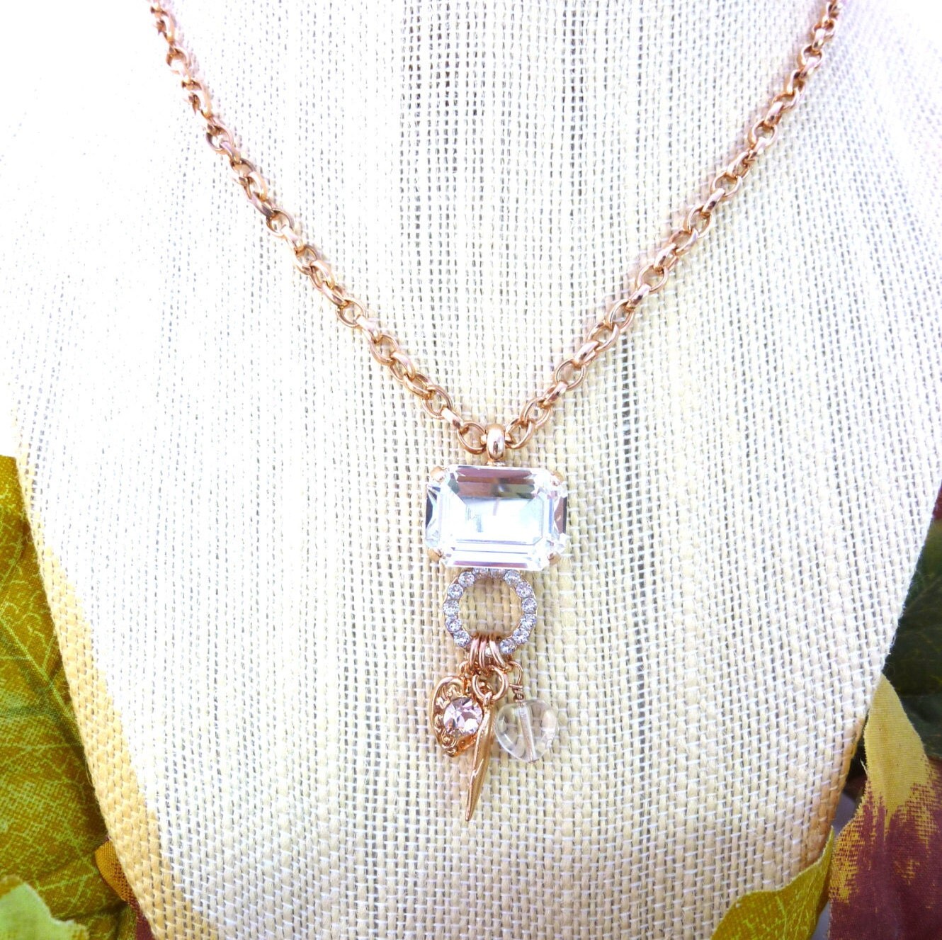 Swarovski Crystal Charm Pendant Necklace Large Octagonal