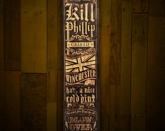 Shaun of the Dead wall plank with built in bottle opener