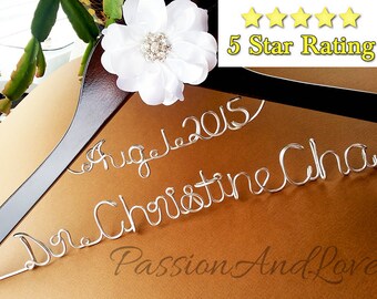 WEEKEND SALE. Personalized Bridal PHD Hanger. Dr Hanger. Graduation Party. Custom Hanger. Comes With Flower