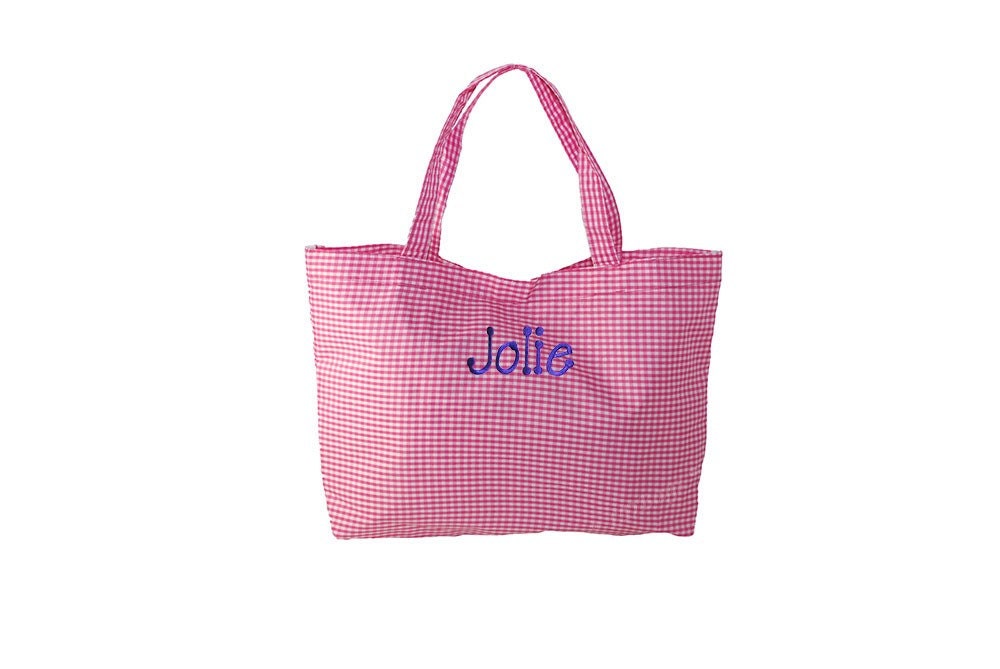 Gingham Tote Bags Tote Bags Pink Gingham Tote Personalized