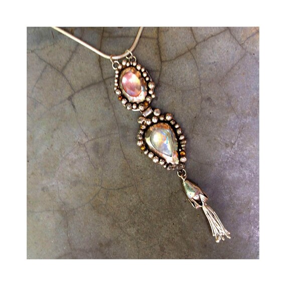 moonstone and rose quartz pendant