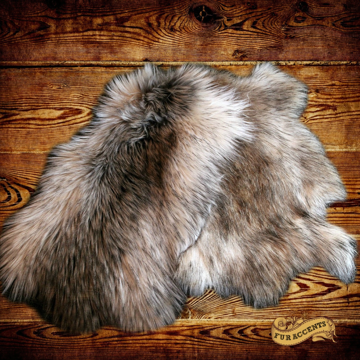 FUR ACCENTS 2 Pcs. / Faux Fur Fake Rabbit Skin Pelts / Soft