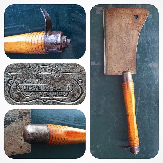 Rare Antique Meat Cleaver / Hibbard Spencer & by UpbeatVintage
