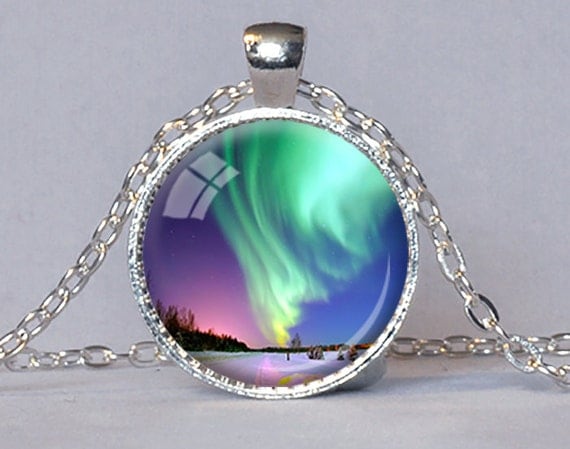 northern lights pendant emerald green aurora by northern lights jewelry