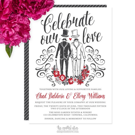 Same Sex Gay Wedding Invitations Diy Printable Or Printed 9609