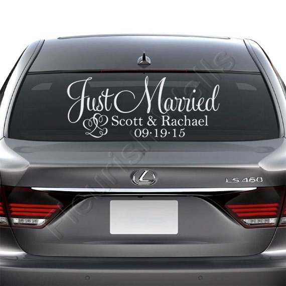 Just Married Car Sign Personalized Wedding Sign By Fleurishwalls