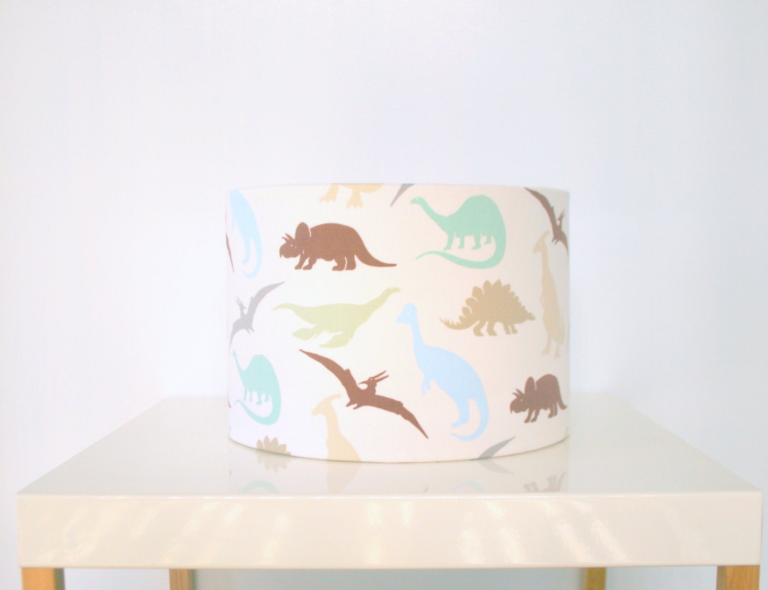 Boys dinosaur fabric table lamp shade blue green brown