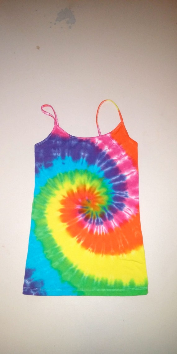 Rainbow Spiral Cami Tie Dye Top by BarefootLazerTieDye on Etsy