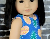 Blue Pineapple Party 18 Inch CROP TANK TOP for American Girl Doll