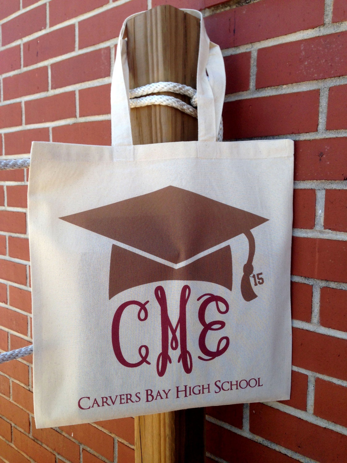 Graduation Tote Bag with Monogram