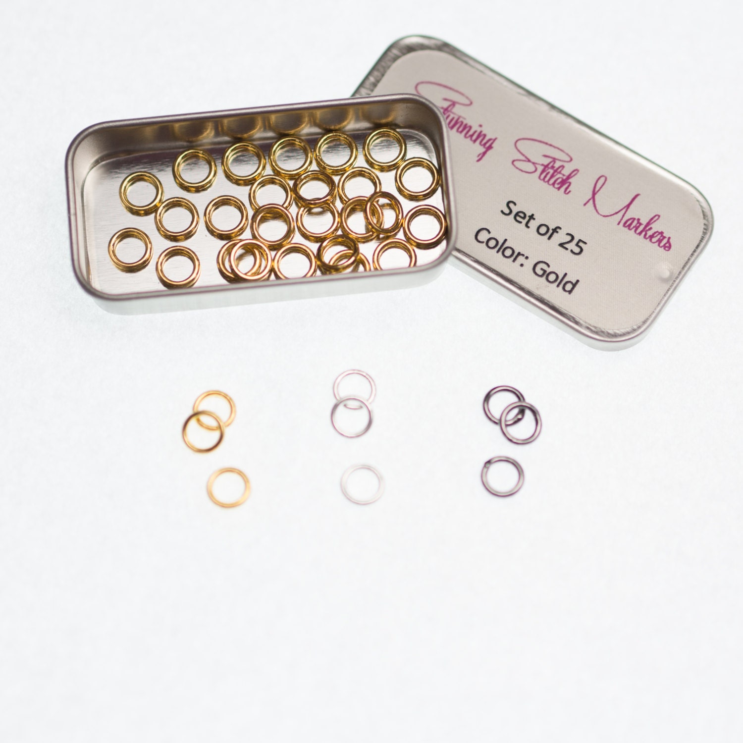 Small Metal Ring Stitch Markers Fits upto US 4 3.5mm Set