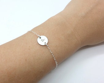 Silver Initial Bracelet, Sterling Silver Monogram Bracelet, Personalized Bridesmaid Jewelry