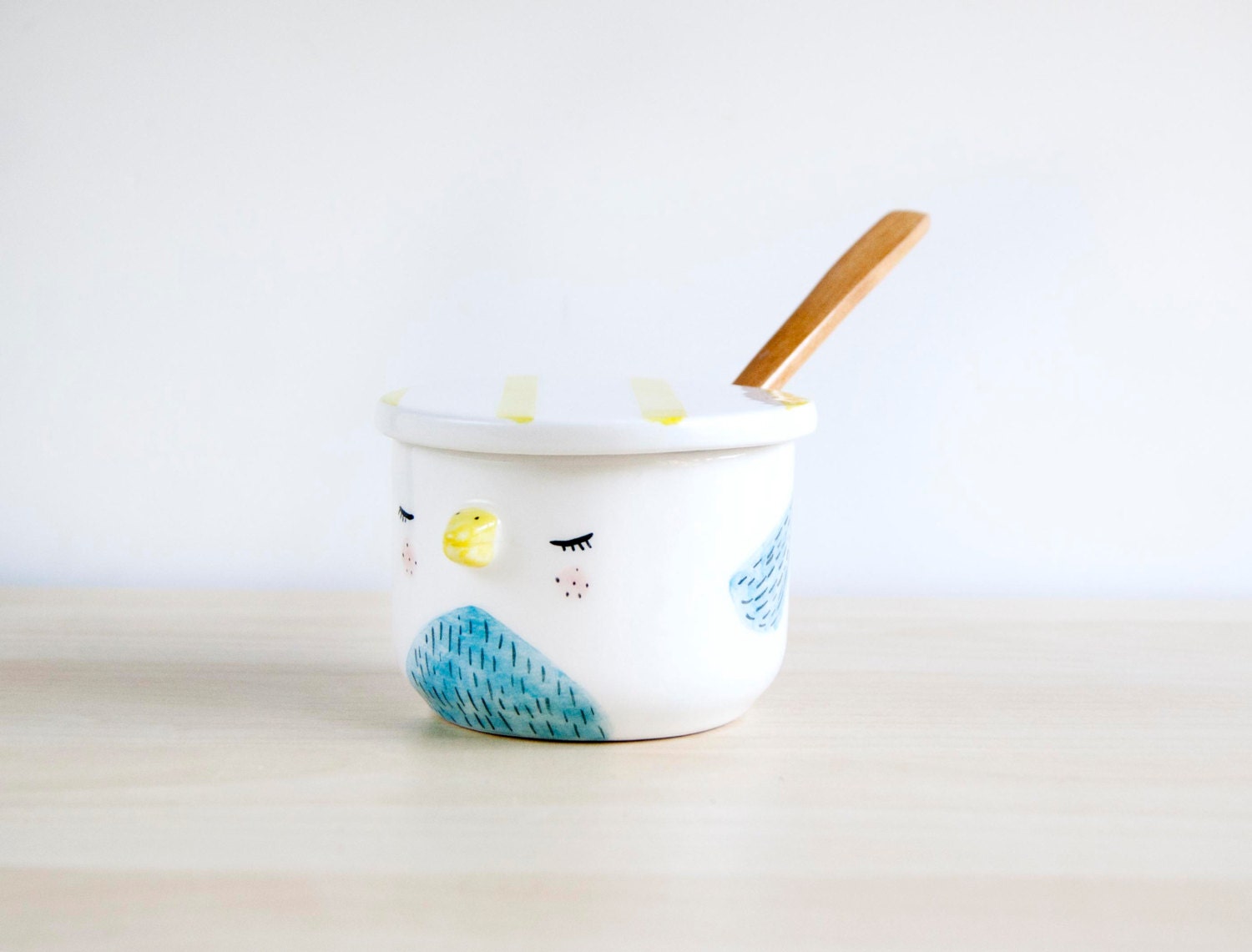 Super Cute Sugar Bowl With Lid And Spoon Pottery Original - ðzoom super cute sugar bowl with lid and spoon pottery original - ðzoom