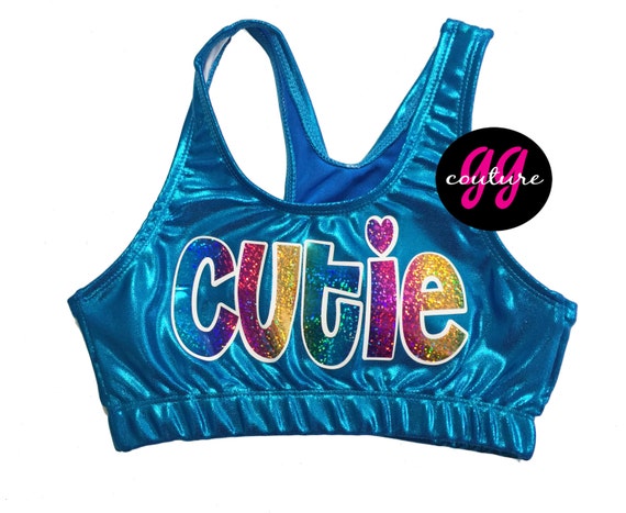 Rainbow Holographic Cutie Metallic Sports Bra By Girliegirlcouture 8034