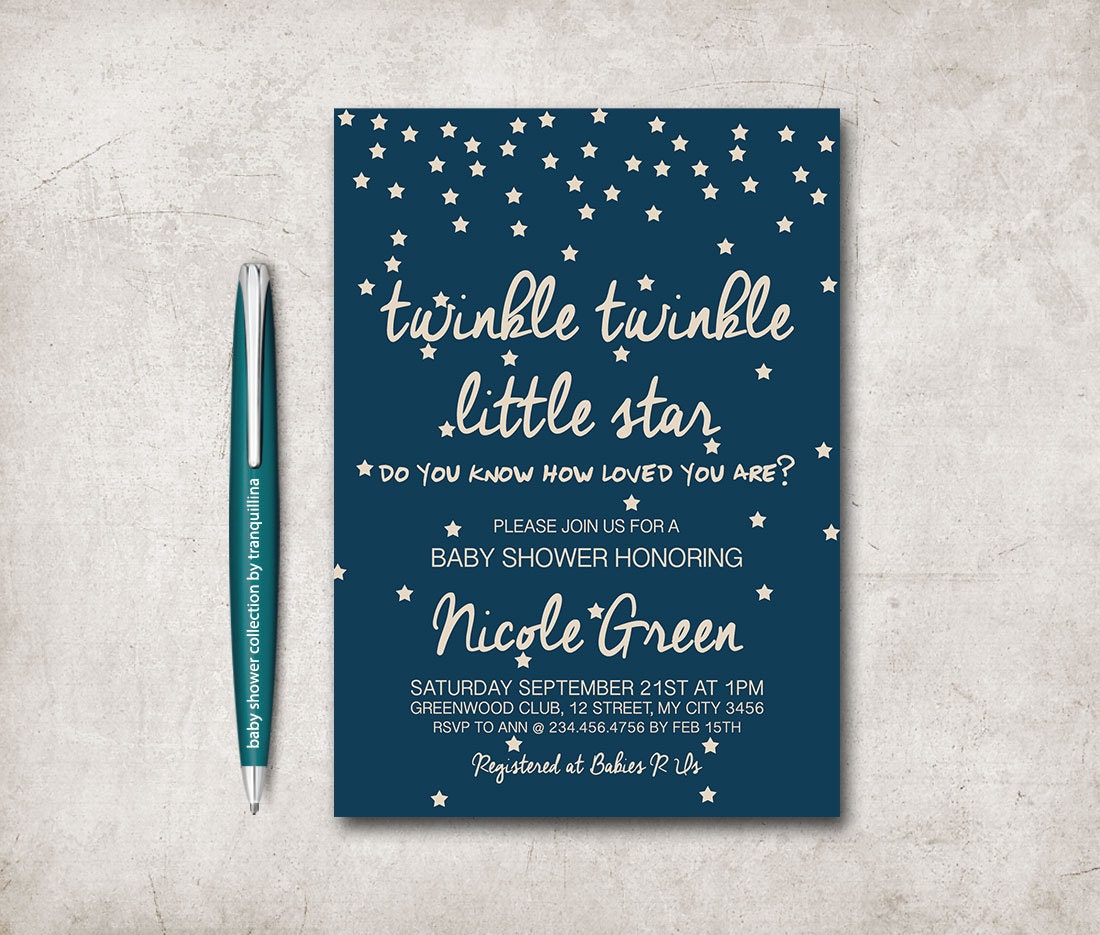 shower invitations etsy on baby Little Invitation Baby Twinkle Shower by tranquillina Star Twinkle